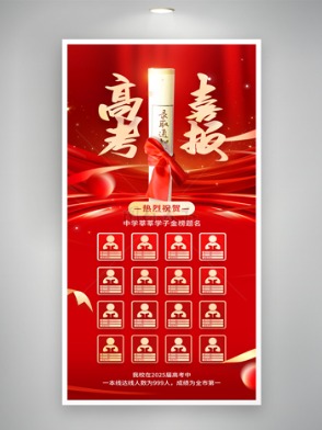 紅色喜慶高考喜報金榜題名創意宣傳海報
